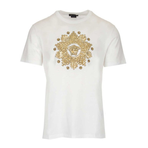 VERSACE/范思哲男士纯色棉质经典美杜莎头像装饰圆领短袖上衣T恤 A85171-A228806 多色可选