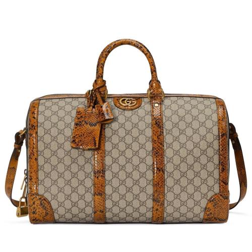  GUCCI古驰 22年秋冬 男士 饰双G蟒蛇皮滚边旅行袋 710860 FAAL4 8644