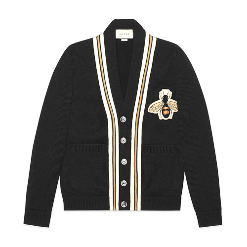 GUCCI/古驰 古琦男装 时尚百搭 男士 黑色羊毛蜜蜂针织衫/毛衣 456883 X5H38 1082