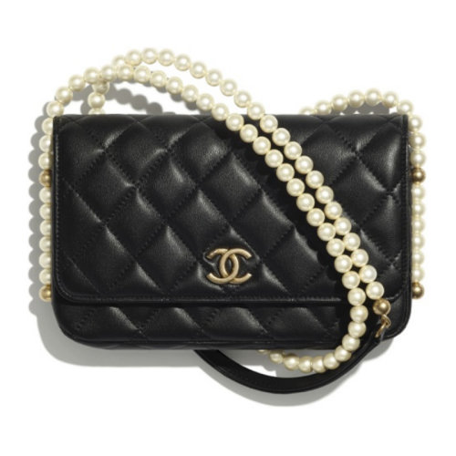 CHANEL/香奈儿 2022年春夏新款 女包woc小牛皮 金扣珍珠链 单肩斜挎包