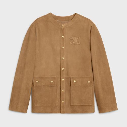  CELINE赛琳思琳 22年秋冬 女士 夹克 VESTE LONGUE TRIOMPHE SUEDE 2F305494L.18TB