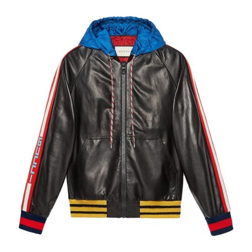  GUCCI/古驰 男士黑色牛皮革夹克 497402 XG526 1326 PLFSX