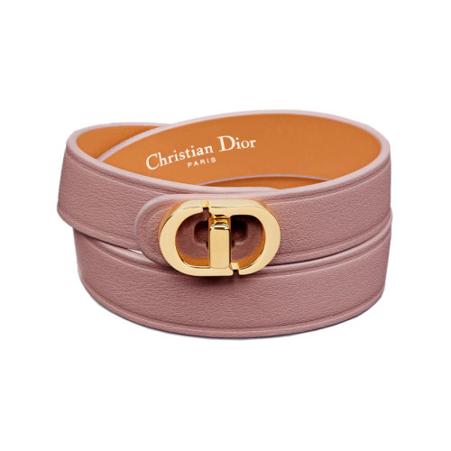 DIOR/迪奥 22新款 30 MONTAIGNE系列 女士玫瑰粉色小牛皮配镀金金属双环手环B1760WOMCM_D17P