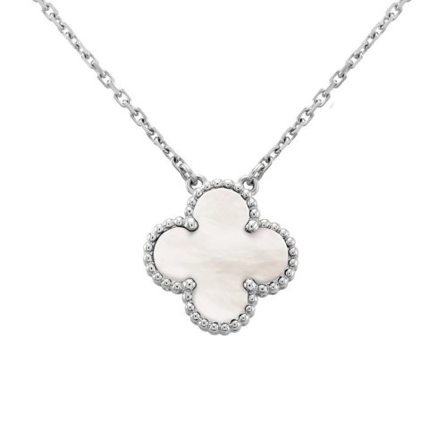 Van Cleef & Arpels/梵克雅宝 Vintage Alhambra 女士银色四叶草珍珠母贝项链 VCARF48700