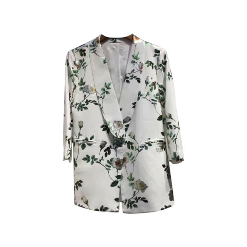 GeleiStory/GeleiStory  新款植物烫画印花醋酸西装外套高贵低调清爽  女装＞女士西装＞女士西服