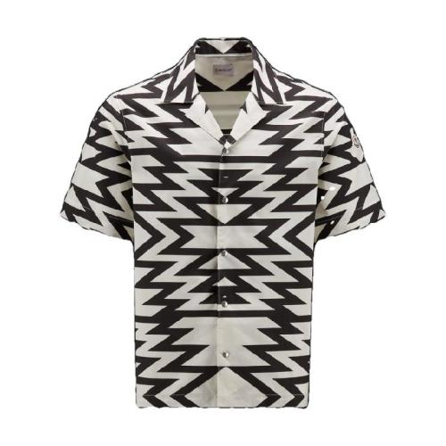  MONCLER蒙可蒙克莱 22年秋冬 男士 短袖衬衫 Printed Poplin Shirt H20912F00002596EEF09