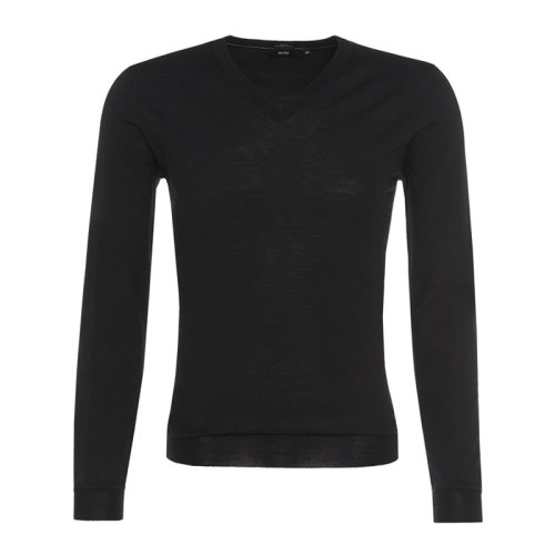 Hugo Boss 雨果博斯 男士 服装 黑色羊毛针织衫 男士毛衣针织衫