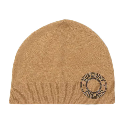 BURBERRY/博柏利新款 男女通用驼色徽标图案羊绒毛线帽80450821
