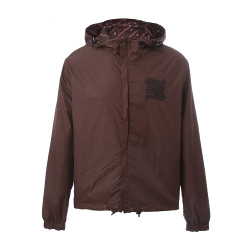 FENDI/芬迪 深棕条纹双面男士连帽夹克