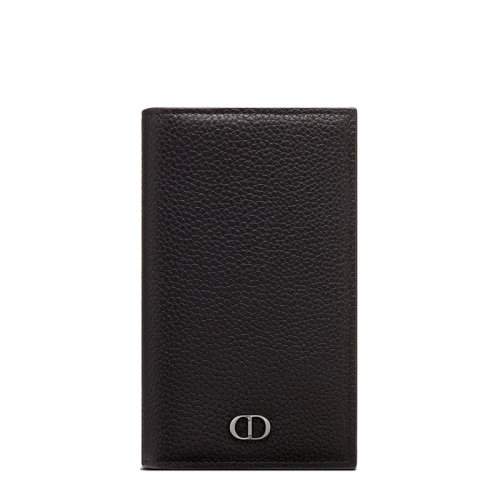 DIOR/迪奥 22新款 男士黑色粒面牛皮革“CD Icon”标志长款双折卡夹卡包2ESCH147CDI_H00N