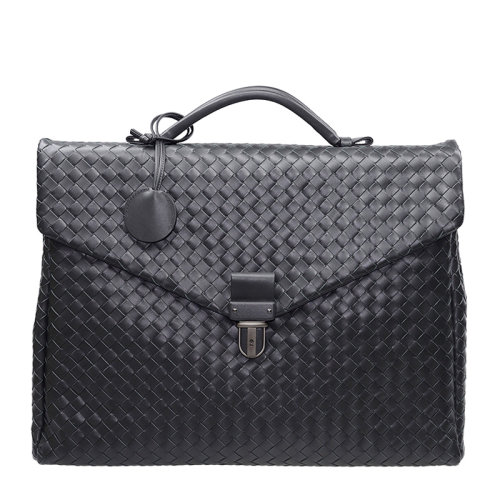 Bottega Veneta/葆蝶家 男士深棕色牛皮编织卡扣翻盖开合手提包公文包男包 113095-V4651-2006
