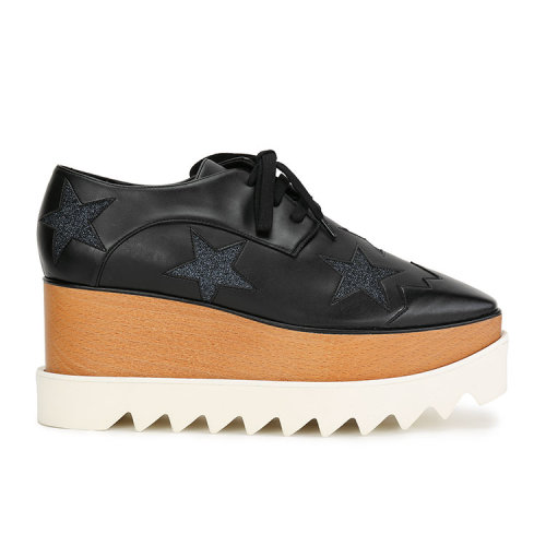 Stella McCartney/丝黛拉麦卡妮 黑色拼蓝色亮闪星星 锯齿厚底女士休闲运动鞋 363998W0888 1007