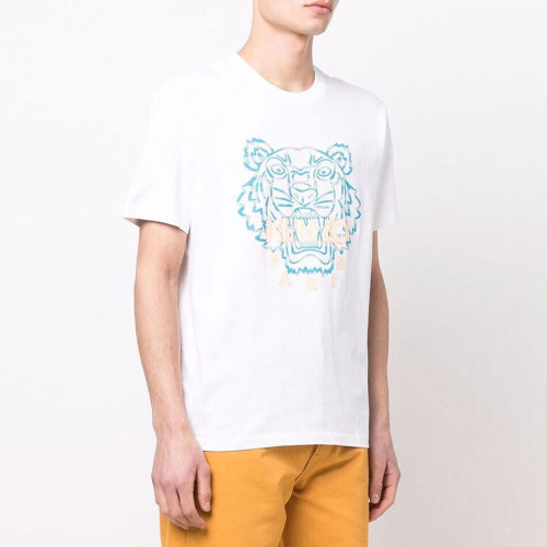 Kenzo/高田贤三 男士纯色棉质经典虎头图案装饰圆领短袖上衣T恤 FC55TS020CSJ 多色可选