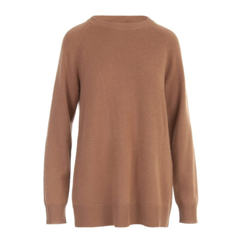 MaxMara/麦丝玛拉 女士驼色羊绒大廓形圆领长袖上衣毛衣针织衫套头衫 93660619-600-008