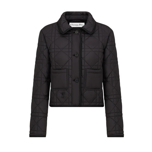 DIOR/迪奥 22年春夏新款 女士黑色涤纶绗缝塔夫绸科技面料超大藤格纹夹克外套247V62A2827_X9000