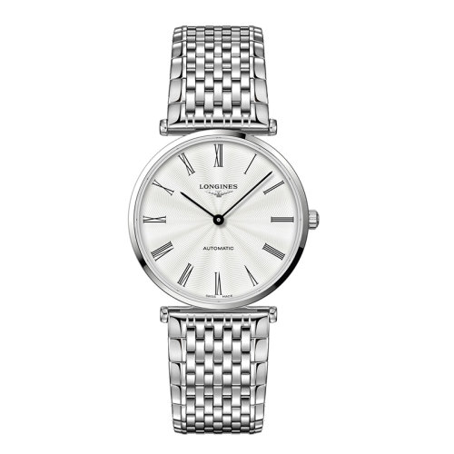 LONGINES/浪琴 嘉岚系列 男女同款银色“flinqué”自动机械精钢表壳表带腕表38毫米L4.918.4.71.6