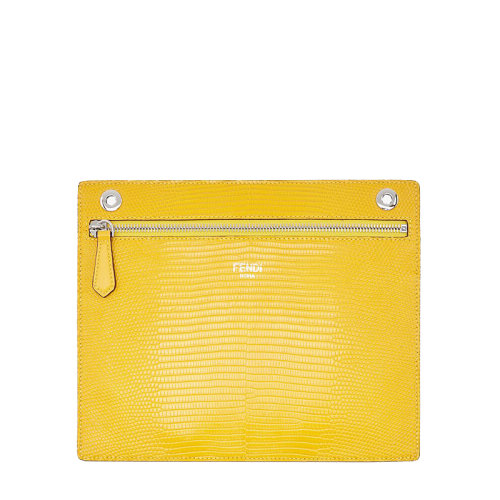 FENDI/芬迪 20  PEEKABOO系列 黄色蜥蜴皮手拿袋可拆卸与Peekaboo ISeeU内部互换7AR985AG0UF0M8A