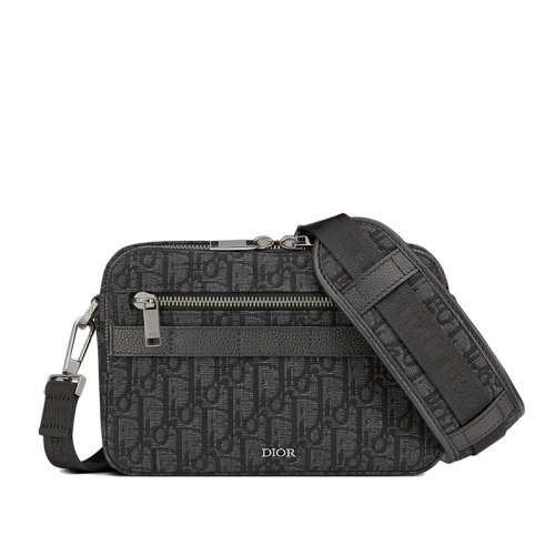DIOR/迪奥 21新款SAFARI系列 男士黑色Oblique提花帆布斜挎单肩包1ESPO206YKY_H10E
