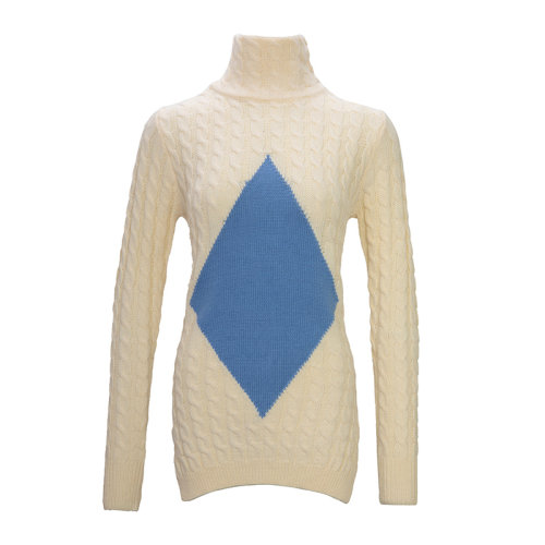 Tory Burch 托里伯奇 女士 服装  拼色高领长袖羊毛毛衣 女士毛衣针织衫