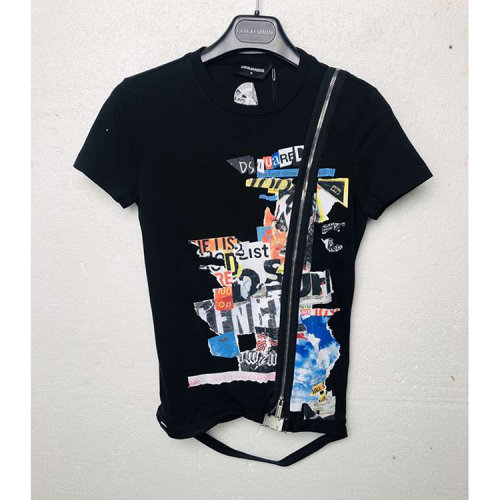 Dsquared2/D二次方 黑色女士短袖T恤（朋克风）