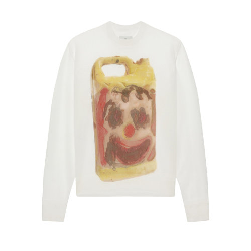 Givenchy/纪梵希 22年秋冬新款 Josh Smith系列 男士白色透明尼龙瓷质印花圆领针织衫BM90JC4YAC-100