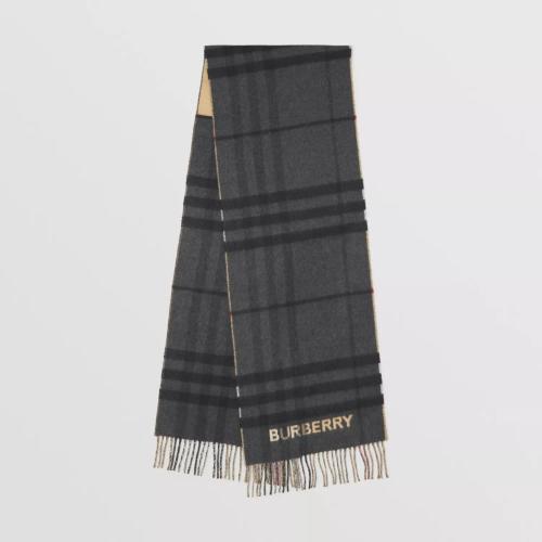  BURBERRY 22年秋冬 男士 对比感格纹羊绒围巾 80451711 预定商品1-3周发货