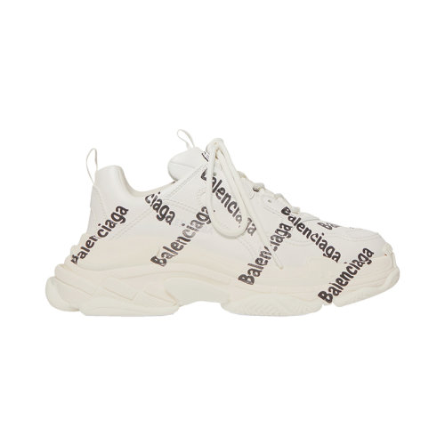 Balenciaga/巴黎世家 22年秋冬新款 Triple S系列 女士白色/黑色高性能面料字标运动鞋524039W2FAB9010