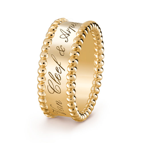 Van Cleef & Arpels/梵克雅宝 经典款Perlée?系列 18K金黄金刻字戒指 VCARO3Y600