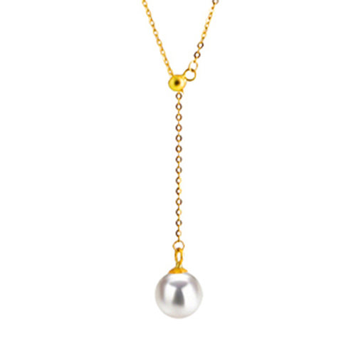 zhuella/珠艾乐 天然淡水珍珠吊坠项链 长度可随意调节 18k金日本订制项链