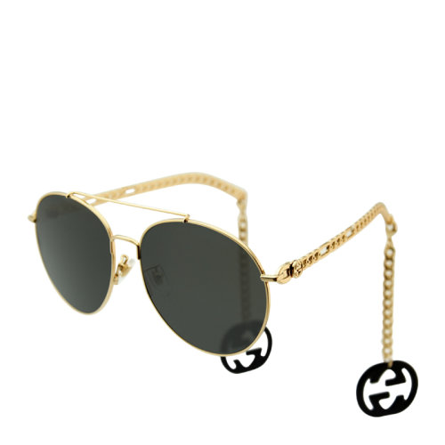 GUCCI/古驰 迷链系列  众多明星同款 网红街拍 可拆卸 男女款 太阳镜 金色镂空  墨绿色 灰色 棕色 镜片 墨镜 眼镜 GG0725S 61mm GUCCI 古驰