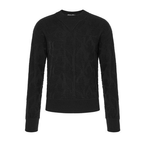 CANALI/康纳利 男士CANALI标识暗纹圆领长袖针织衫 C0646-MK00757-100   秋冬