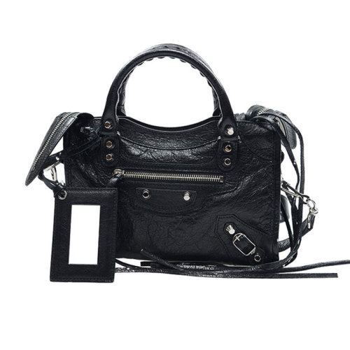 Balenciaga/巴黎世家  女包 铆钉装饰 女士黑色羊皮流苏手提单肩斜挎包机车包 300295-D94JN-1000