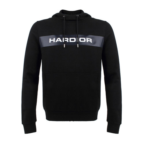 Dior/迪奥 男装 服饰 黑色棉质logo印花时尚连帽抽绳长袖男士卫衣