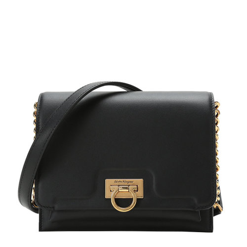 Salvatore Ferragamo/菲拉格慕 女士 女包 黑色皮革时尚斜挎包单肩包 21I163 730349