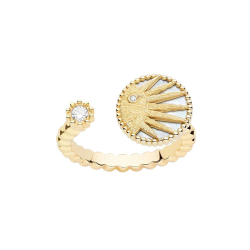 DIOR/迪奥 ROSE CéLESTE系列 18K金黄金镶嵌钻和白色珍珠贝母太阳系戒指 JSAM95014_0000