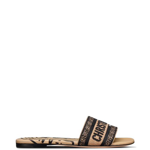 DIOR/迪奥 22年春夏新款 DWAY系列 女士米色黄麻帆布刺绣Union图案凉拖KCQ308JUR_S29U