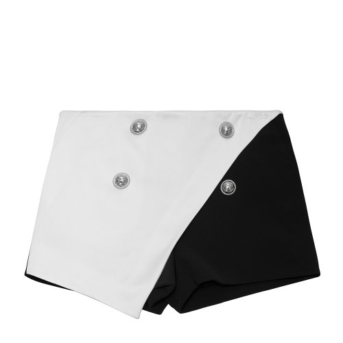 Balmain/巴尔曼 黑白拼色 女士不规则设计短裤  春夏