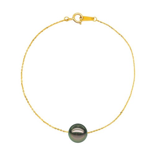 zhuella/珠艾乐 简约系列 大溪地黑珍珠 18k金手环手链手镯