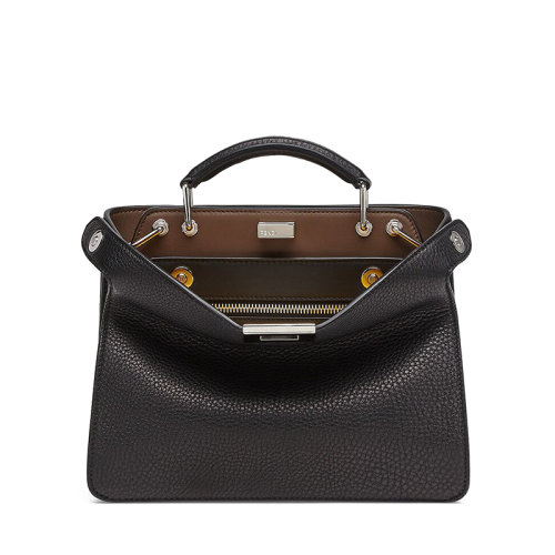 FENDI/芬迪 PEEKABOO ISEEU系列 男士迷你黑色小牛皮旋转门扣可调节肩带手提斜挎单肩包7VA530AFC3F1EGZ