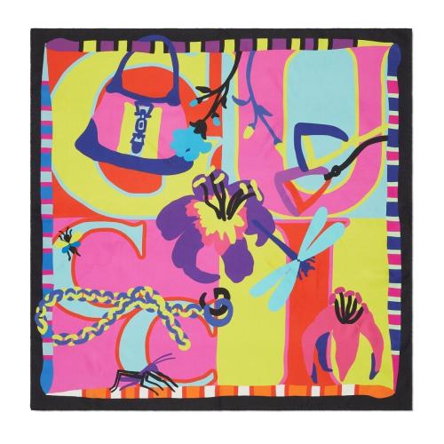  GUCCI古驰 22年秋冬 女士 Guccissimo印花斜纹方巾 723130 3G001 5675