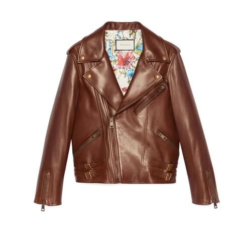  GUCCI古驰 22年秋冬 女士 Plonge皮革机车夹克 659239 XN336 2050