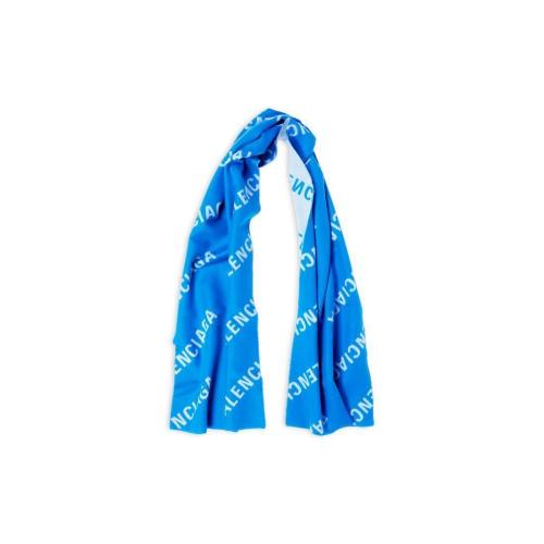  BALENCIAGA巴黎世家 22年秋冬 女士 围巾 Womens Allover Logo Macro Scarf in Electric Blue