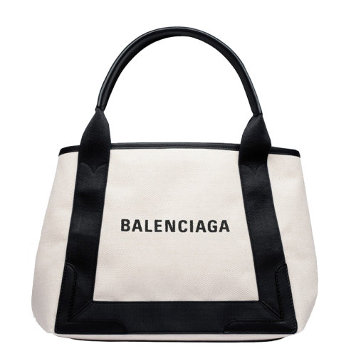 Balenciaga/巴黎世家 女包 NAVY系列 品牌字母LOGO 女士米色/黑色帆布配皮手提包339933AQ38N1081