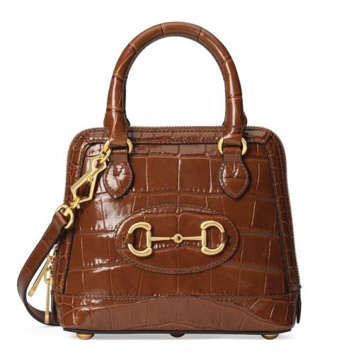  GUCCI古驰 22年秋冬 女士 Gucci 马衔扣1955系列鳄鱼皮迷你手提包 640716 EV40G 2535