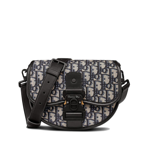 预售款 DIOR/迪奥 22春夏新款GALLOP系列 男士米色黑色经典老花提花面料黑色粒面牛皮革滚边单肩斜挎信使包1ADPO033YKY_H27E