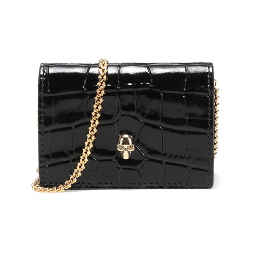 Alexander McQueen/亚历山大麦昆 女士皮革骷髅头单肩斜挎包零钱包 632032 1JM0G