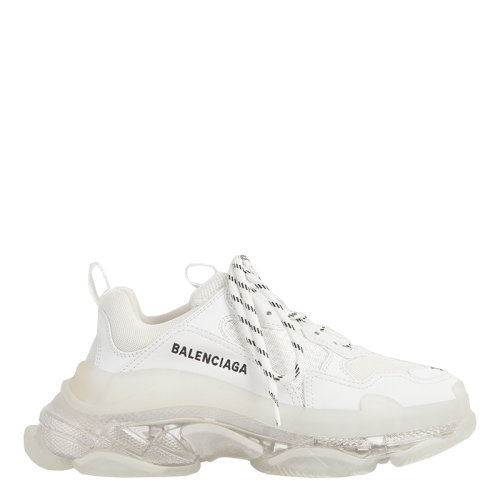 Balenciaga/巴黎世家Triple S系列 女士白色双层泡沫和网眼透明底运动鞋544351W2FB19000