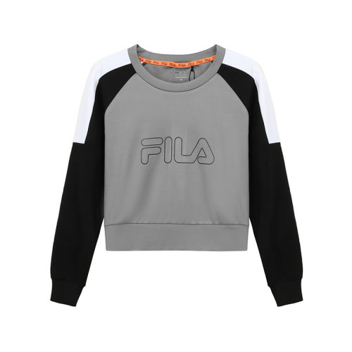 FILA/斐乐 女士聚酯纤维短款圆领长袖卫衣运动衫 683143