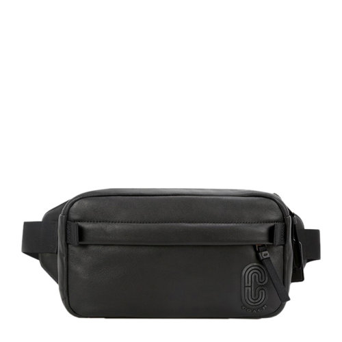 COACH/蔻驰 男士黑色皮革C标腰包胸包肩背男包 F89917QBBK