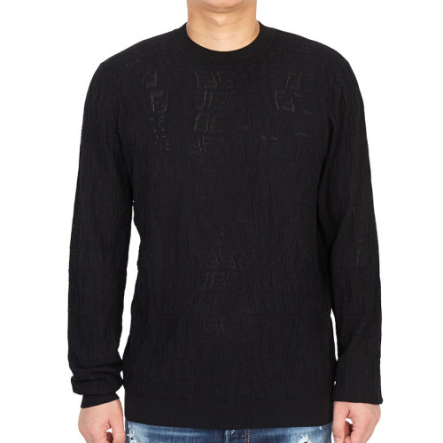 FENDI/芬迪 男士纯色粘胶混纺涤纶经典双F字母徽标提花装饰圆领长袖上衣毛衣针织衫套头衫 FZY442-AFZA 多色可选